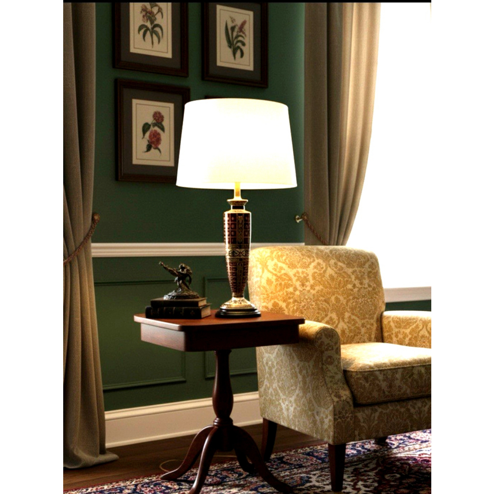 Bombay Company Elegant Vintage Asian Inspired Ceramic Lamp (No Shade, harp)